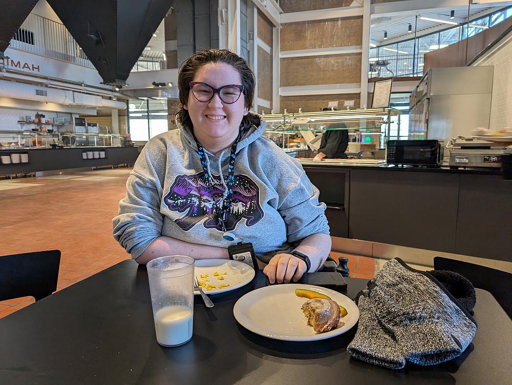 Danae Jaggard'26 was one of the first diners in Hamiltons for breakfast.